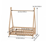 Kids Pine Wood Tent-style Bed Frame With Guardrails – 140cm X 70cm Low Design Montessori Toddler Bed For Safe And Imaginative Play