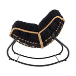 Elegant Rattan Rocking Chair With Cushioned Seat – Stylish And Comfortable Relaxation | Black