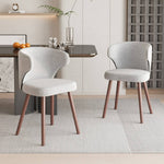 Set Of 2 Upholstered Chenille Dining Chairs With  Backrest And Solid Oak Legs – Comfortable | Grey
