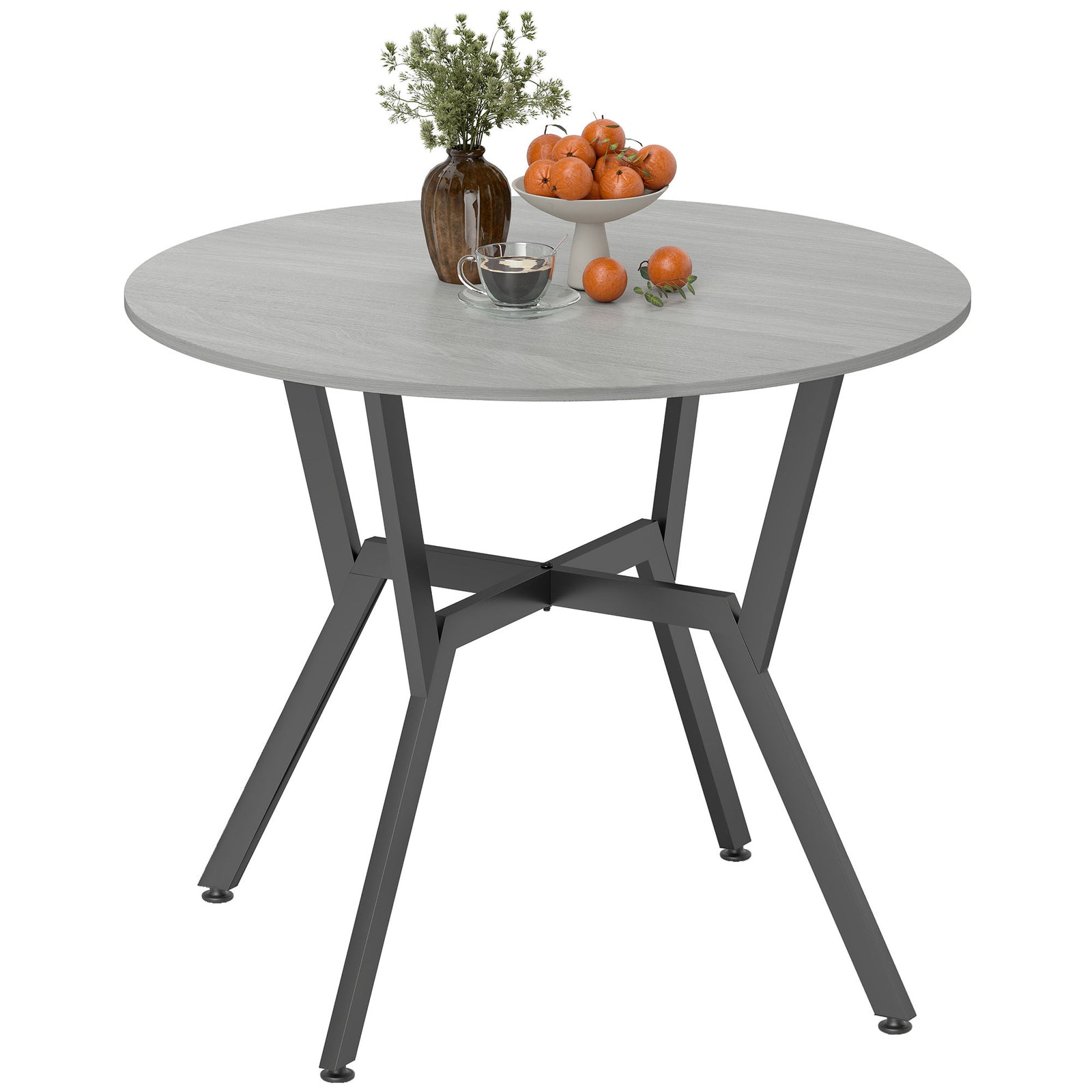 Small Kitchen Table With Black Steel Legs, Dining Table | Grey