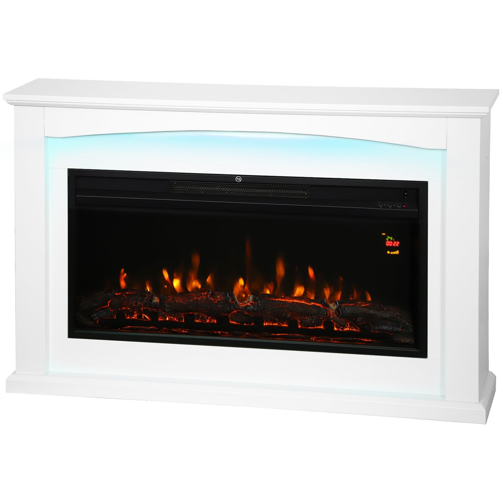 1000w/2000w Inset Electric Fire And Mantel Reach Up To 30 M², White