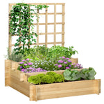 3 Tier Wooden Planter With Trellis Natural