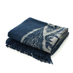 Stag Tartan Faux Cashmere Large Throw | Navy Blue