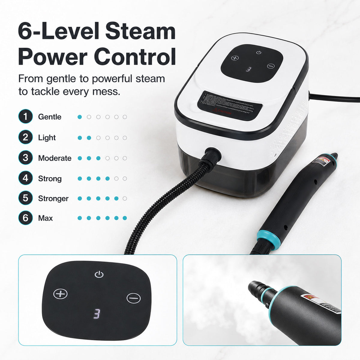 Steam Cleaner Handheld 6 Settings With Tank 105°c Heat For Kitchen White | White