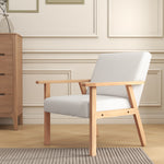 Accent Chair With Wood Frame Wide Seat Linen Armchair