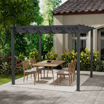 3m X 4m Aluminium Pergola With Retractable Roof & Pu-coated Polyester Canopy,outdoor Garden Gazebos Water-resistant