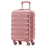 55x35x20cm Cabin Carry On Suitcase Hard Shell Overhead Luggage 100+ Airlines Approved | Cabin | Rose Gold
