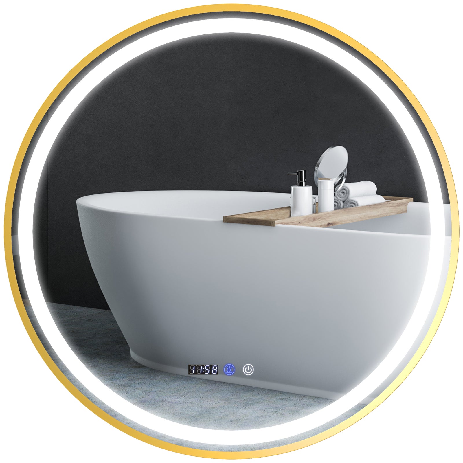 Illuminated Bathroom Led Mirror 60/80cm Round Wall Mounted | Large | Gold