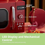 800w 20l Retro Microwave Oven With Led Display | Red