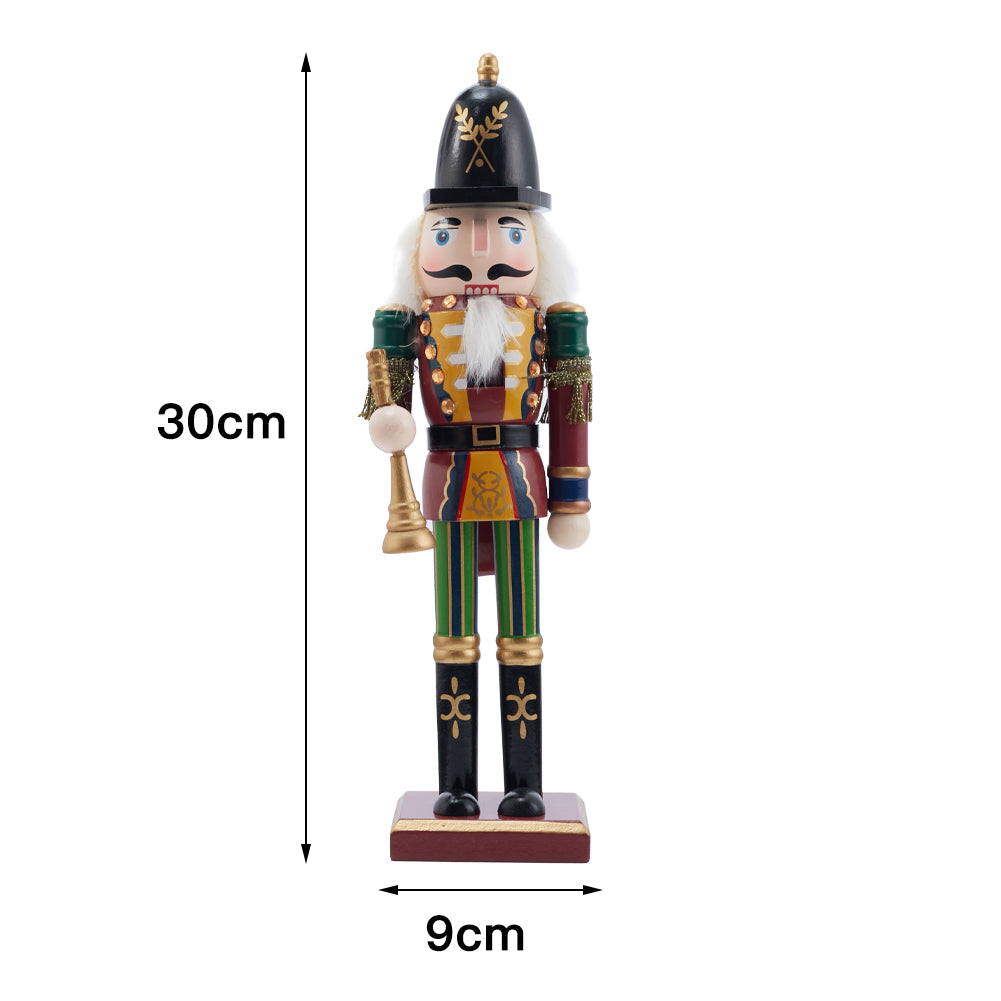 Wooden Nutcracker Soldier Figurine Christmas Ornament With Trumpet
