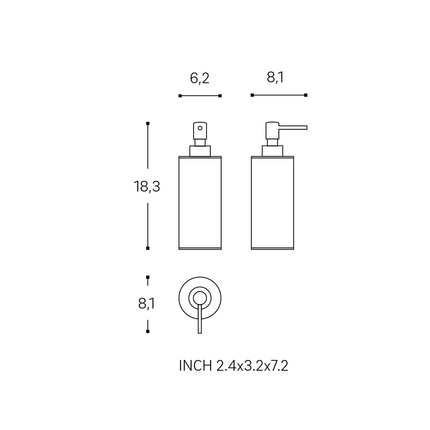 Soap Dispenser, 240ml Capacity, White, Architect S+ Collection