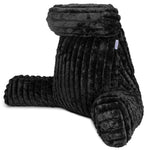 Luxurious Xl Reading Pillow Detachable Headrest, Soft Ribbed Faux Fur, Memory Foam Cuddle Cuddle Cushion Backrest | XL | Black