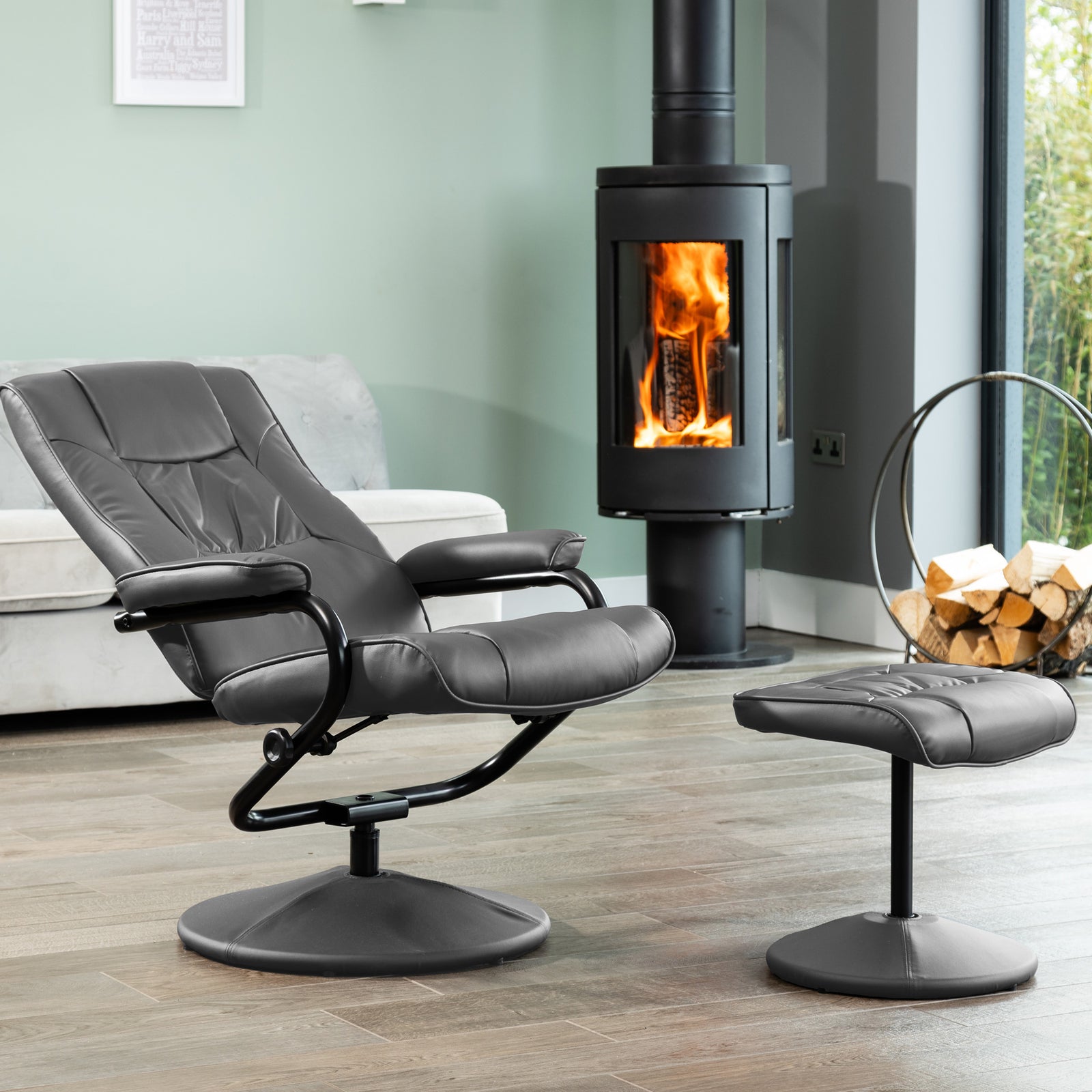 Gibson Swivel Recliner And Footstool