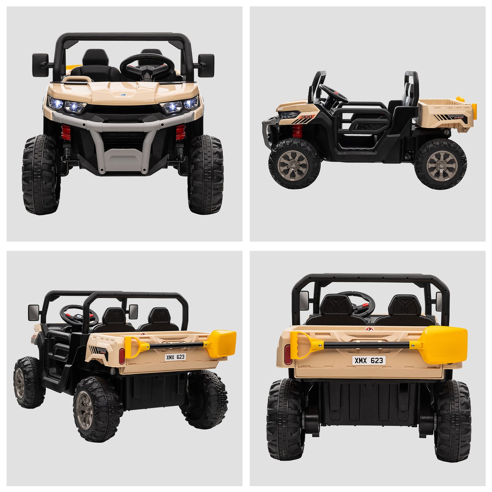 12v Two-seater Kids Electric Ride-on Car W/ Electric Bucket | Yellow