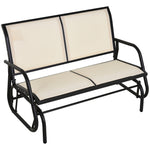 2-person Patio Glider Bench Gliding Chair Loveseat W/armrest | Cream