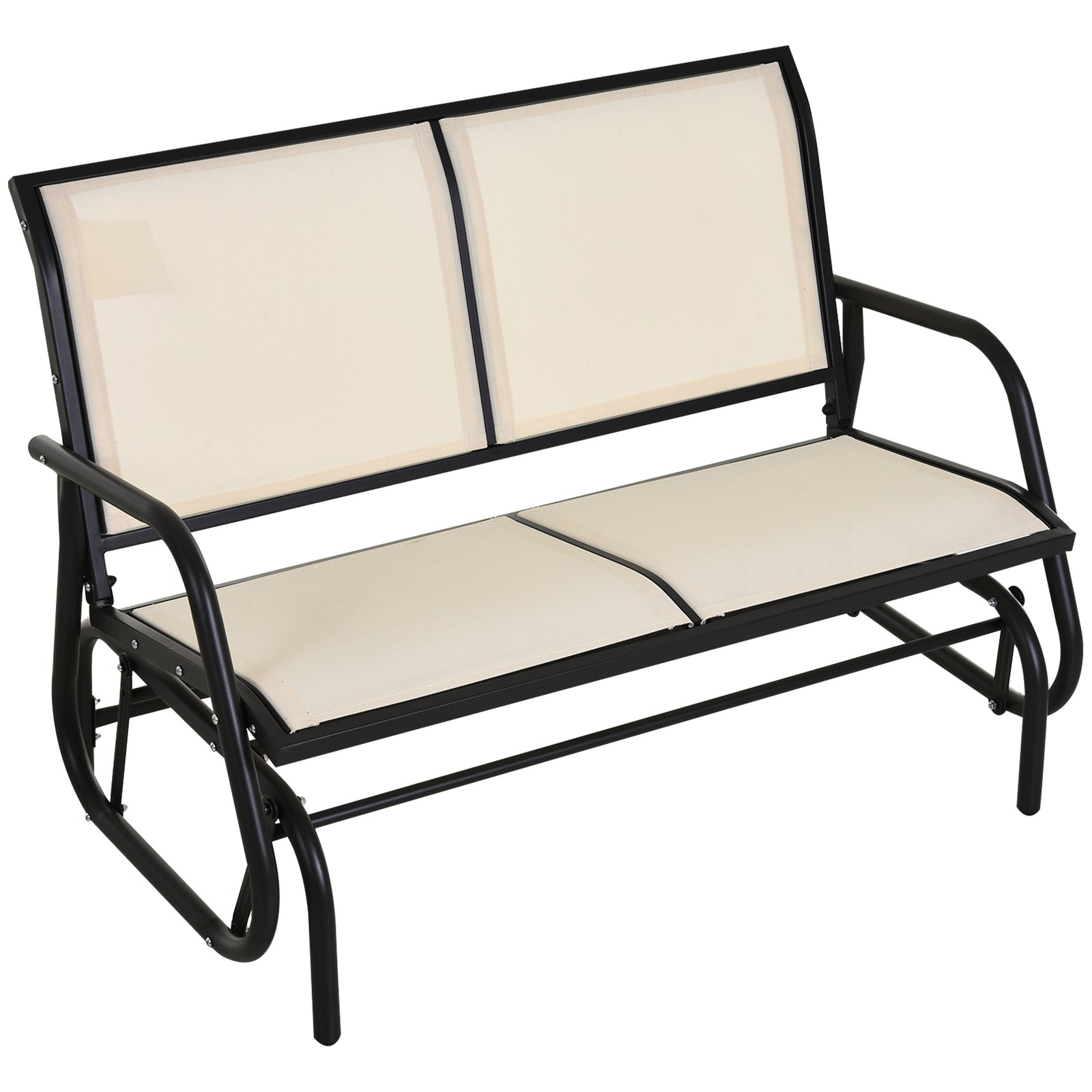 2-person Patio Glider Bench Gliding Chair Loveseat W/armrest | Cream