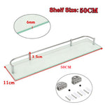 50cm Shelf Tempered Glass 6mm Thick Storage Organizer Wall Mounted Bathroom