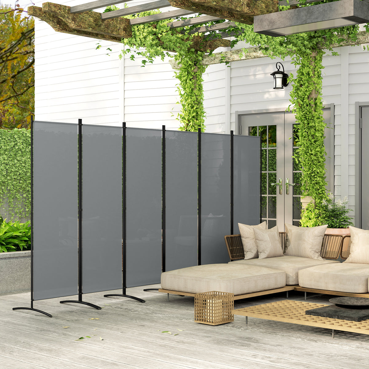 Outsunny Garden Privacy Screen Foldable 6 Panel Room Divider