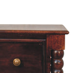 Solid Wood Spindle Winewood Nightstand