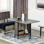 Mobile Drop Leaf Dining Table On Wheels With Storage Shelf
