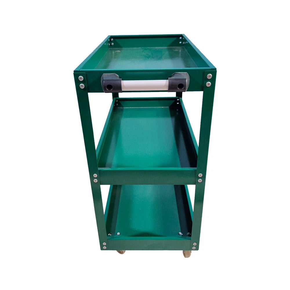 Tool Storage Heavy Duty Durable Garage Trolley Workshop 3 Tier Wheel Cart Shelf | Green
