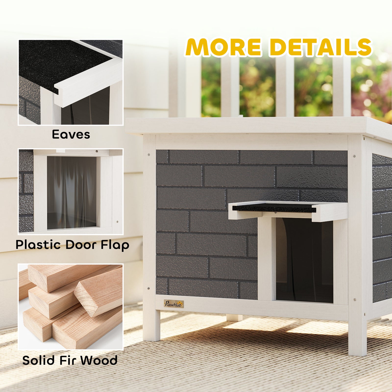 Outdoor Cat House Insulated Wooden Feral Cat Shelter W/ Openable Roof