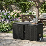 Outdoor Patio Storage Box – 2-tier Pe Rattan Deck Box With Top & Front Access, Weather-resistant | Black