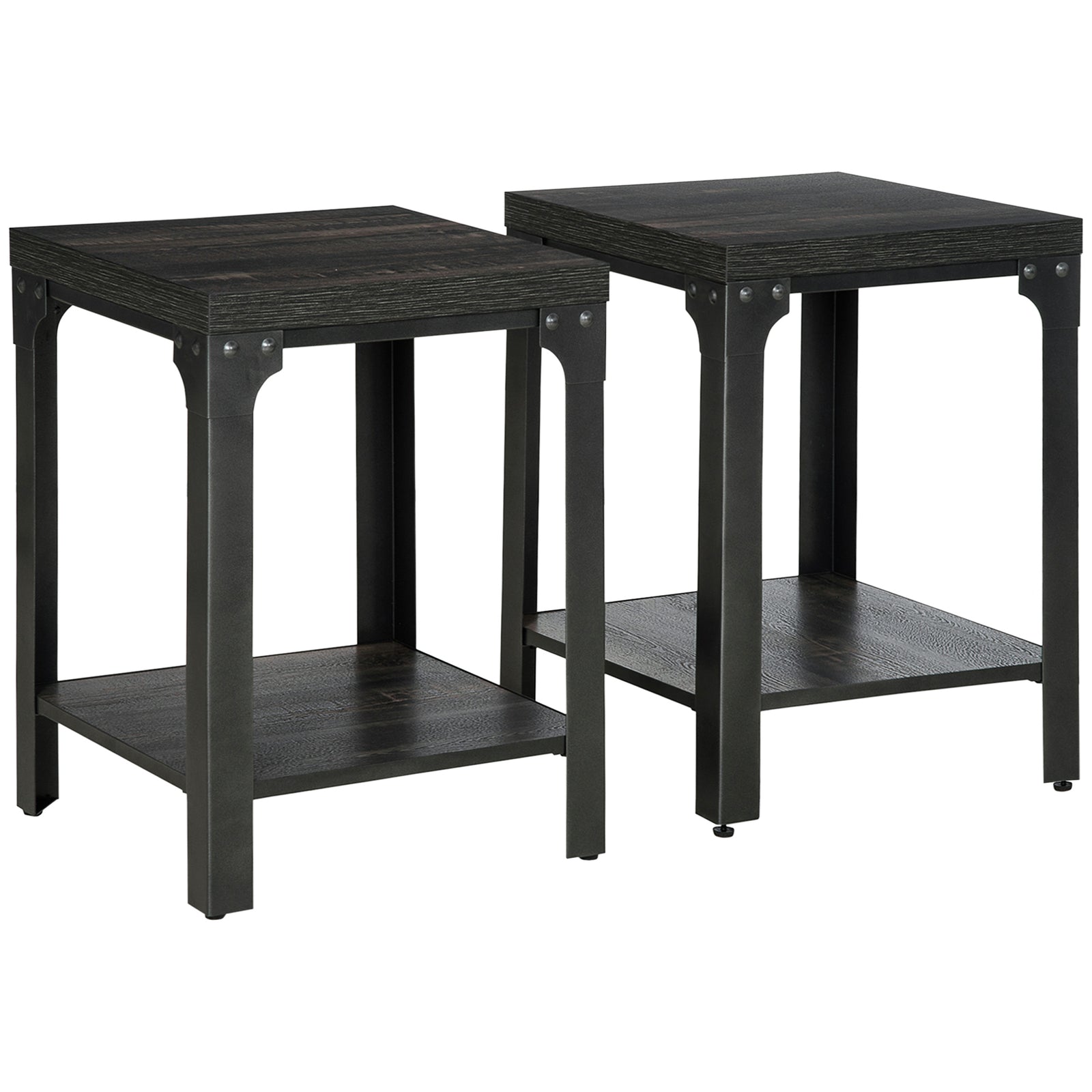 Side Table Set Of 2, Open Storage, Thickened