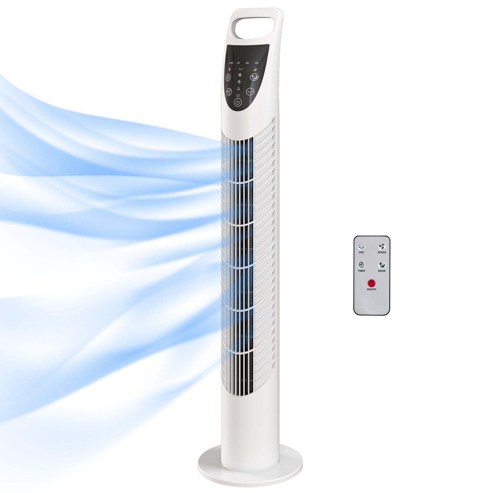 78.5cm Oscillation Tower Fan With Remote Control 3-speed Wind | White