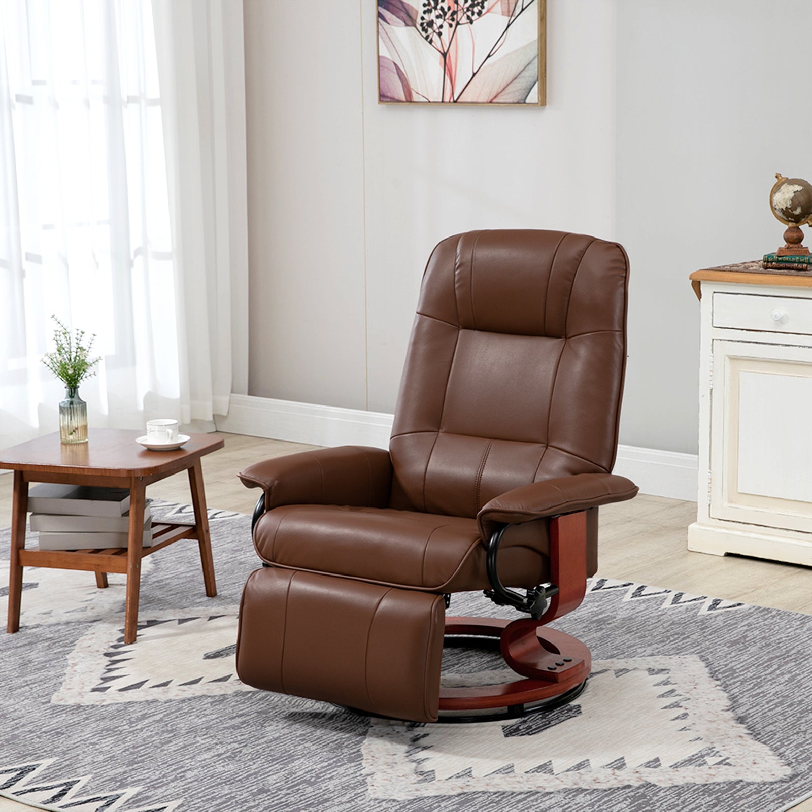Ergonomic Office Recliner Chair Pu Leather Armchair Lounger | One Size | Brown