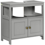 Bathroom Pedestal Under Sink Cabinet With Door | One Size | Gray
