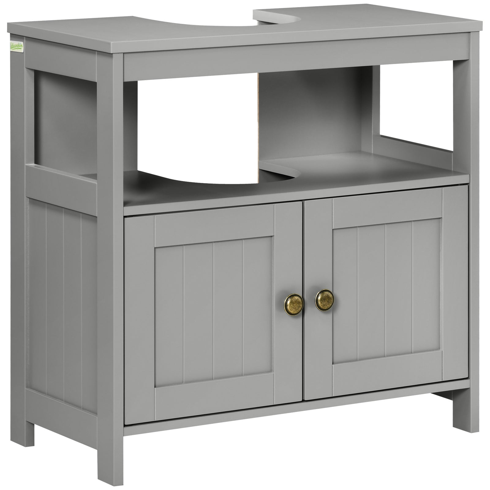 Bathroom Pedestal Under Sink Cabinet With Door | One Size | Gray