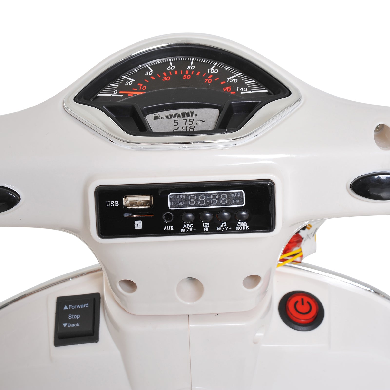 Kids Ride On Licensed Vespa Motorcycle 6v Boys Girls Mp3 Music Led Lights | White