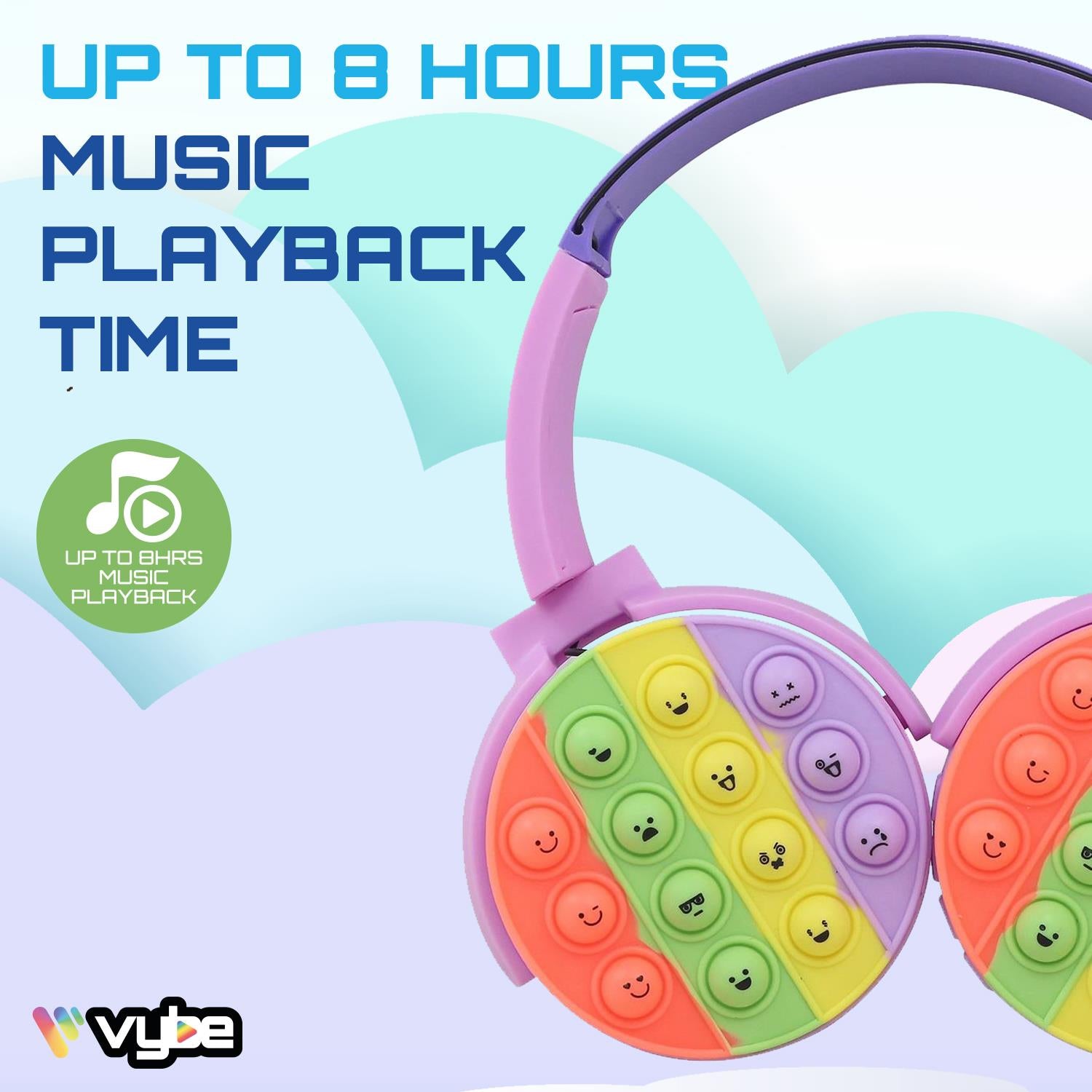 Push-pop Fidget Tool Aux Cable Wireless Kids Headset | Purple