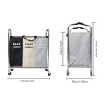 Living and Home 240l 3-section Laundry Basket With Wheels