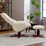 Recliner Armchair With Wood Base, Upholstered Reclining Chair | White