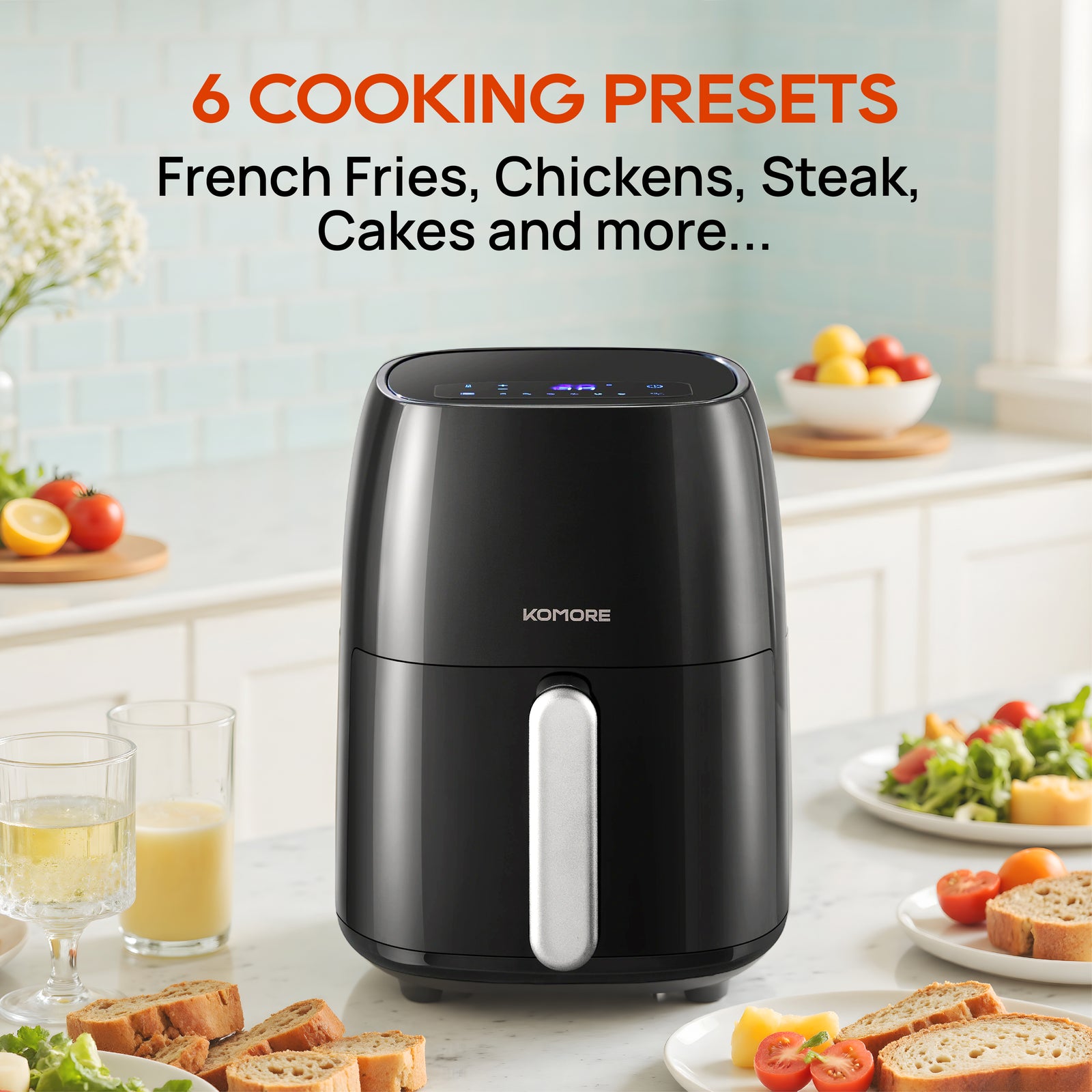 4.2l Air Fryer With Smart Touch Screen 6 Preset Cooking Modes, Non-stick Inner Pot, Overheat Protection