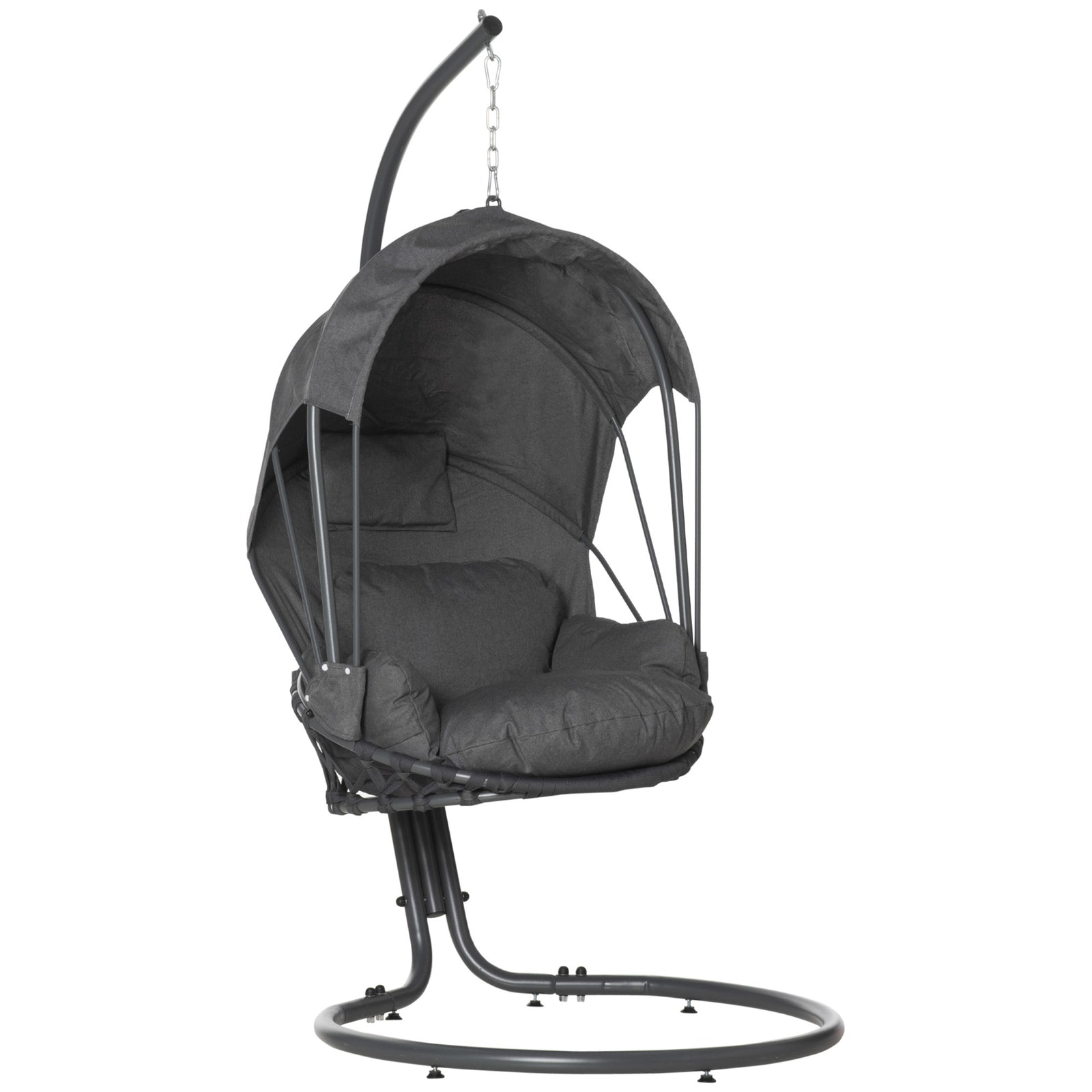 Hanging Egg Chair With Cushion And Retractable Canopy