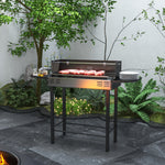Bbq Rotisserie Grill, Charcoal, Foldable Shelves | Black