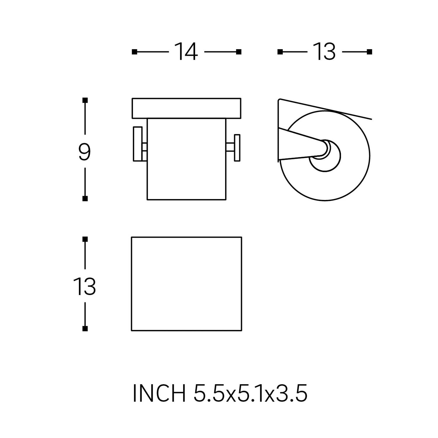 Toilet Roll Holder, Black Matt, Wall-mounted, 13 Cm. Collection Kubic