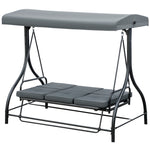 3 Seater Canopy Swing Chair Porch Hammock Bed Rocking Bench | Dark Gray