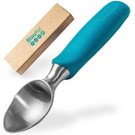 BlauKe Stainless Steel Ice Cream Scoop - Professional Ice Cream Scooper With Comfortable Non-slip Rubber Grip - Dishwasher Safe