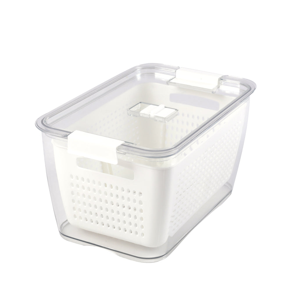 Nested Fridge Storage Container With Removable Colander | Large | White