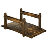 5ft Wooden Garden Bridge With Planters, Stained Finish