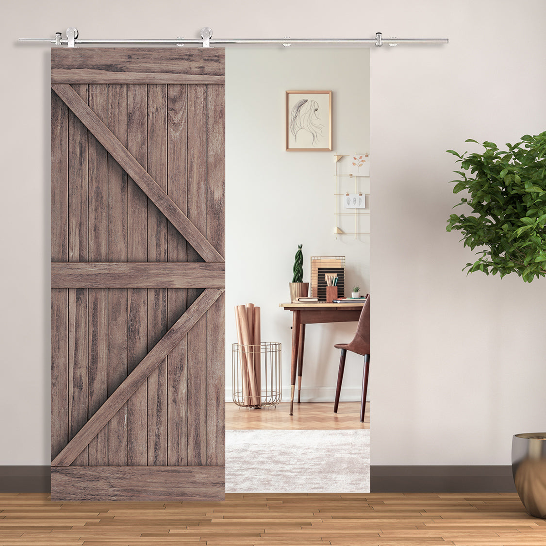 Modern Sliding Barn Door Closet Hardware Track Kit