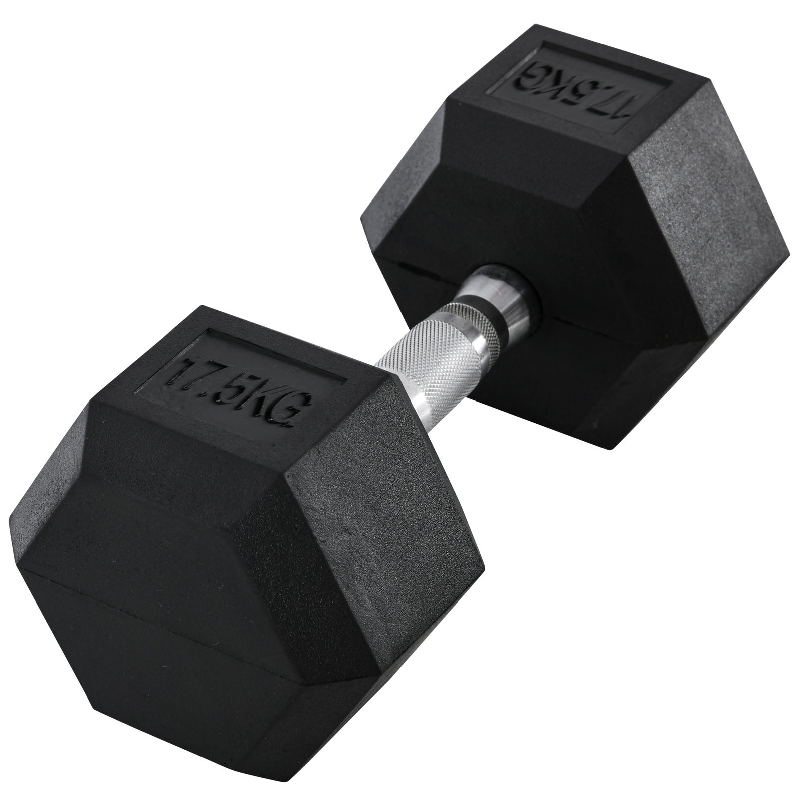 17.5kg Hex Rubber Dumbbell For Home Exercise | Black