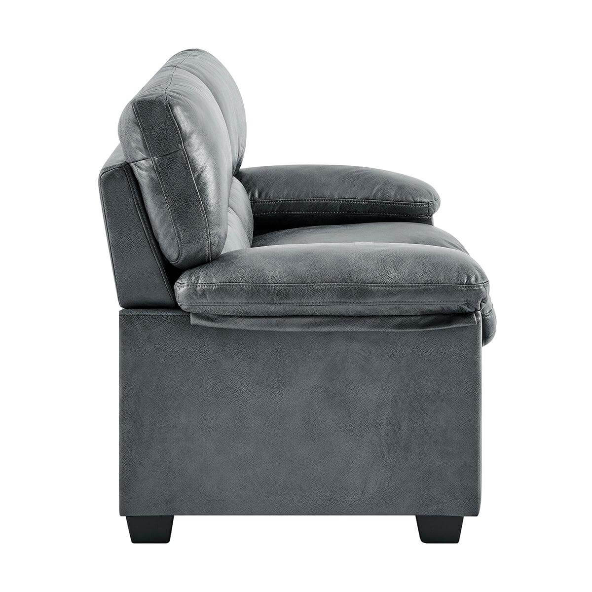 Bonded Faux Leather Sofa - 2 Seater | Grey