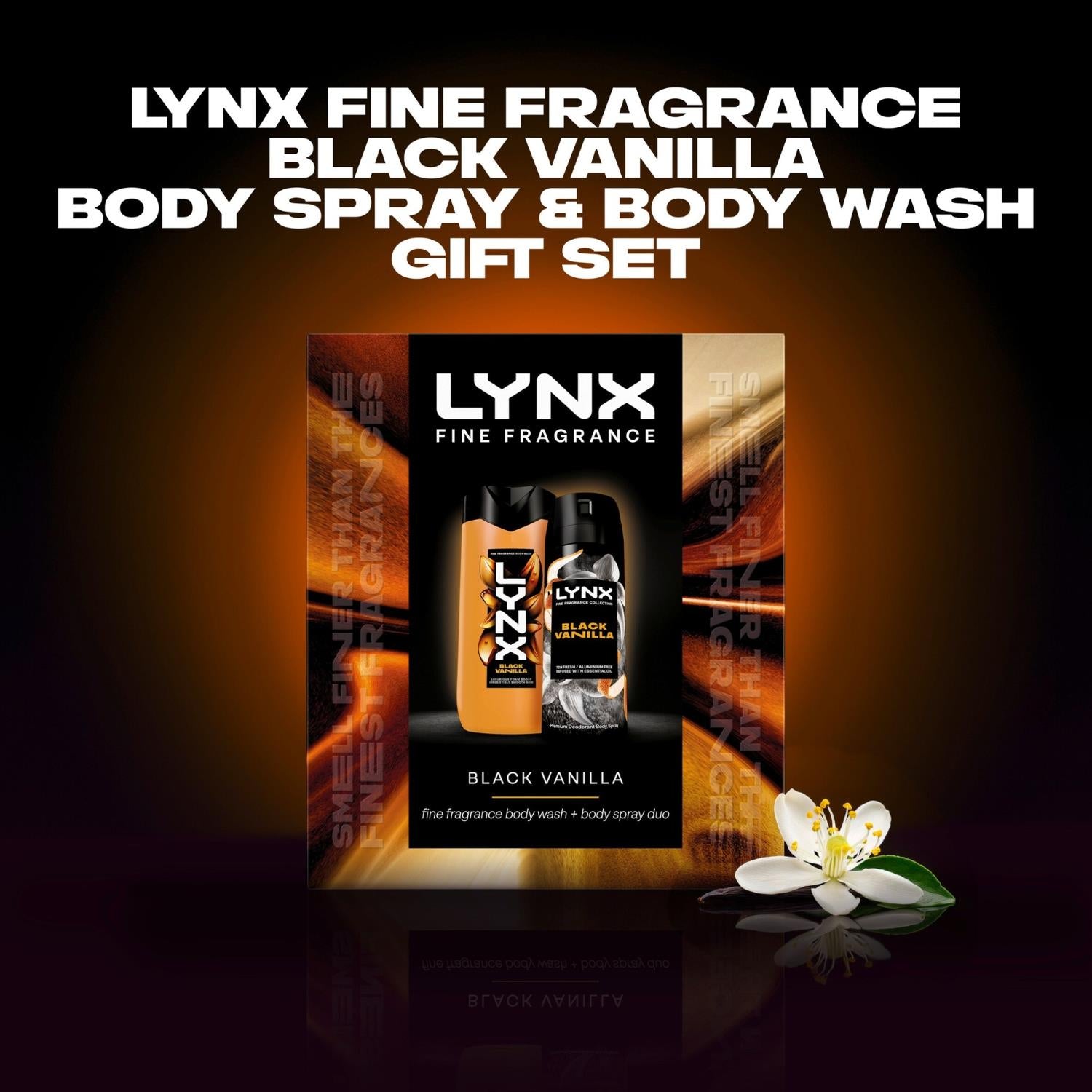 Fine Fragrance Black Vanilla Body Spray And Body Wash Gift Set | Set of 4