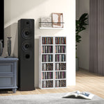 Set Of 2 Cd Storage Units Adjustable Shelves High Gloss | One Size | White