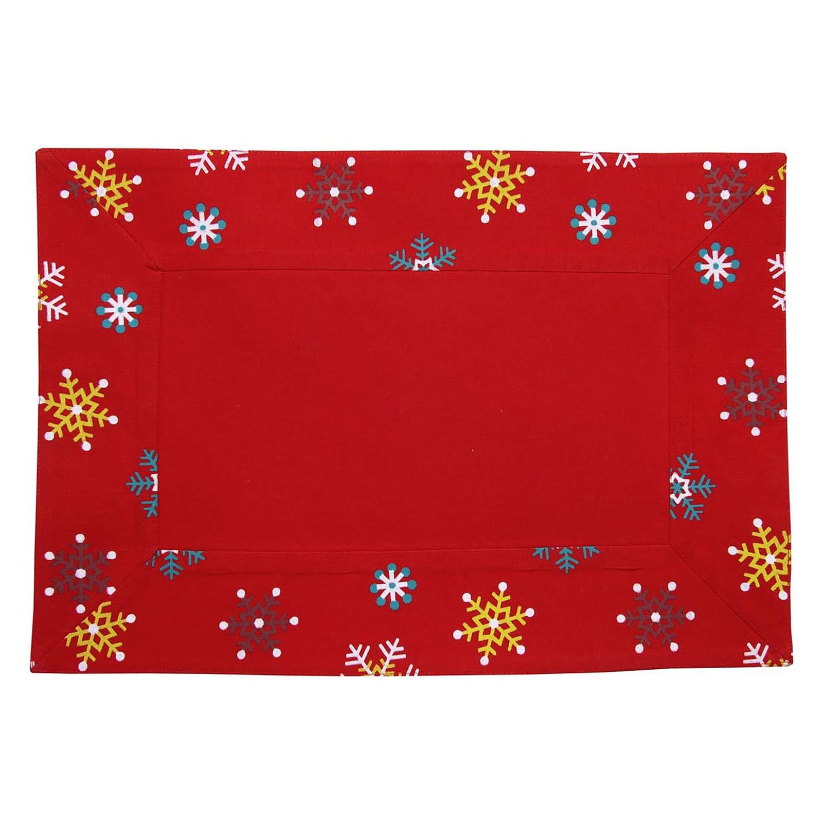 Cotton Christmas Red Snowflake Pack Of 2 Placemats